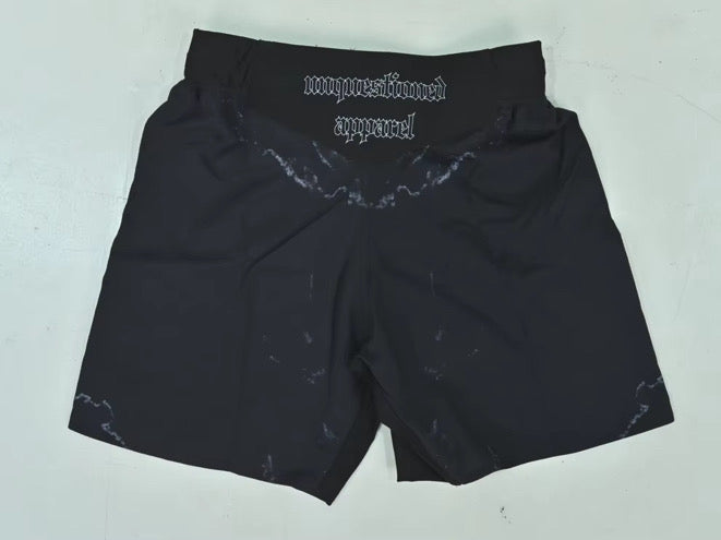BLACK MARBLE GLADIATOR-CUT SHORTS